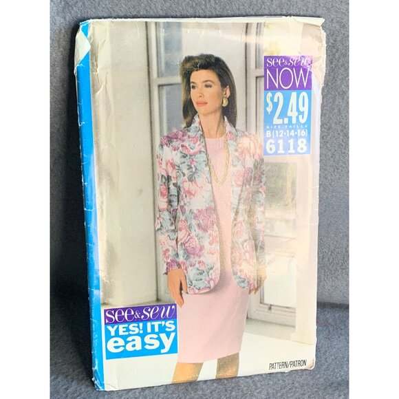 Butterick Misses Dress Jacket Sewing Pattern Sz 12-16 6118 - Uncut - Picture 4 of 4